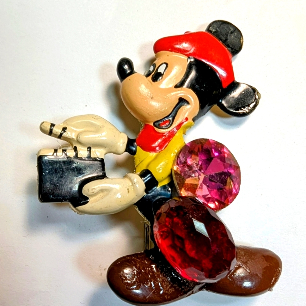 Wendy Gell Disney Enameled And Jeweled Mickey Mouse Brooch.